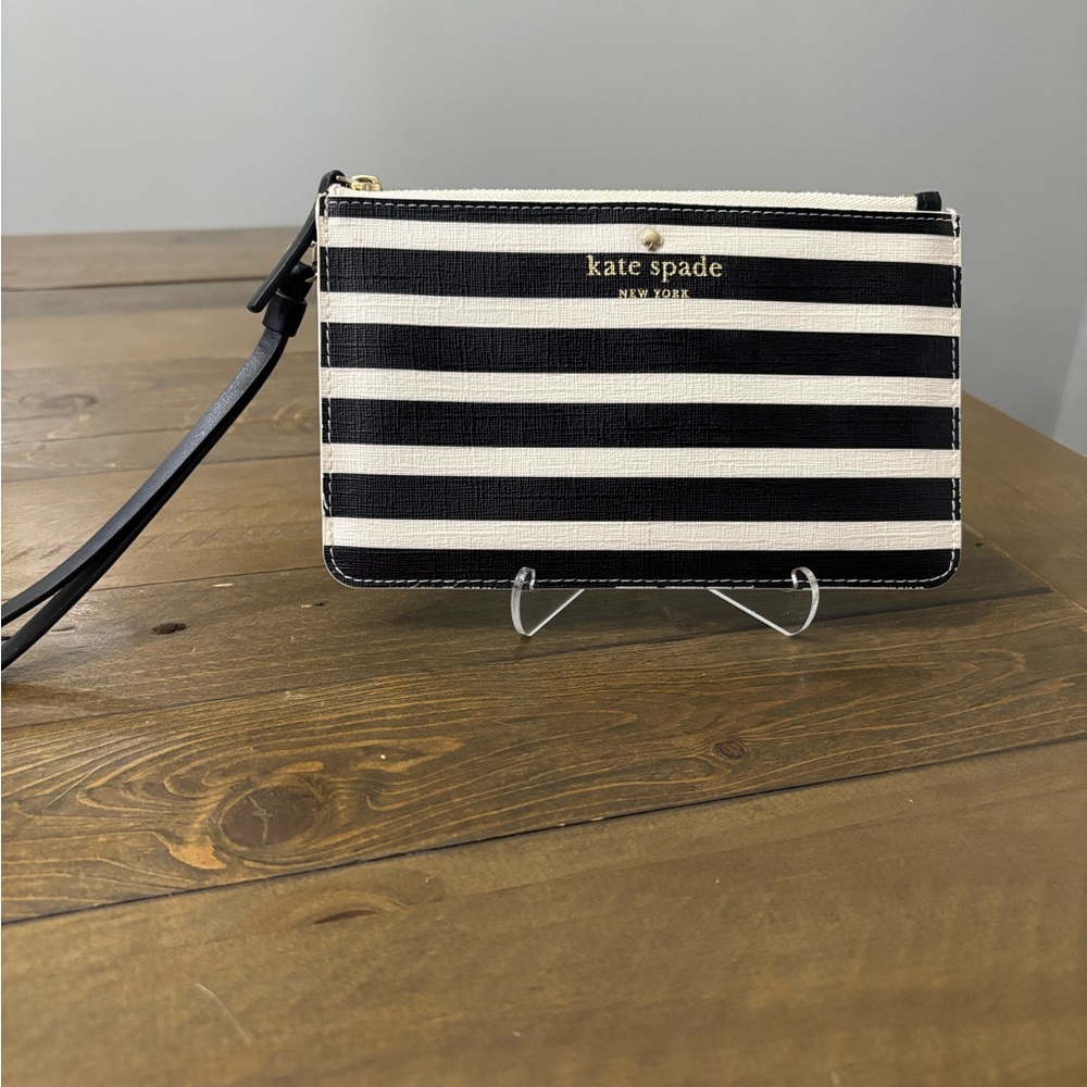 Kate Spade Fairmount Square Slim Bee Striped Wristlet with Storybook Lining